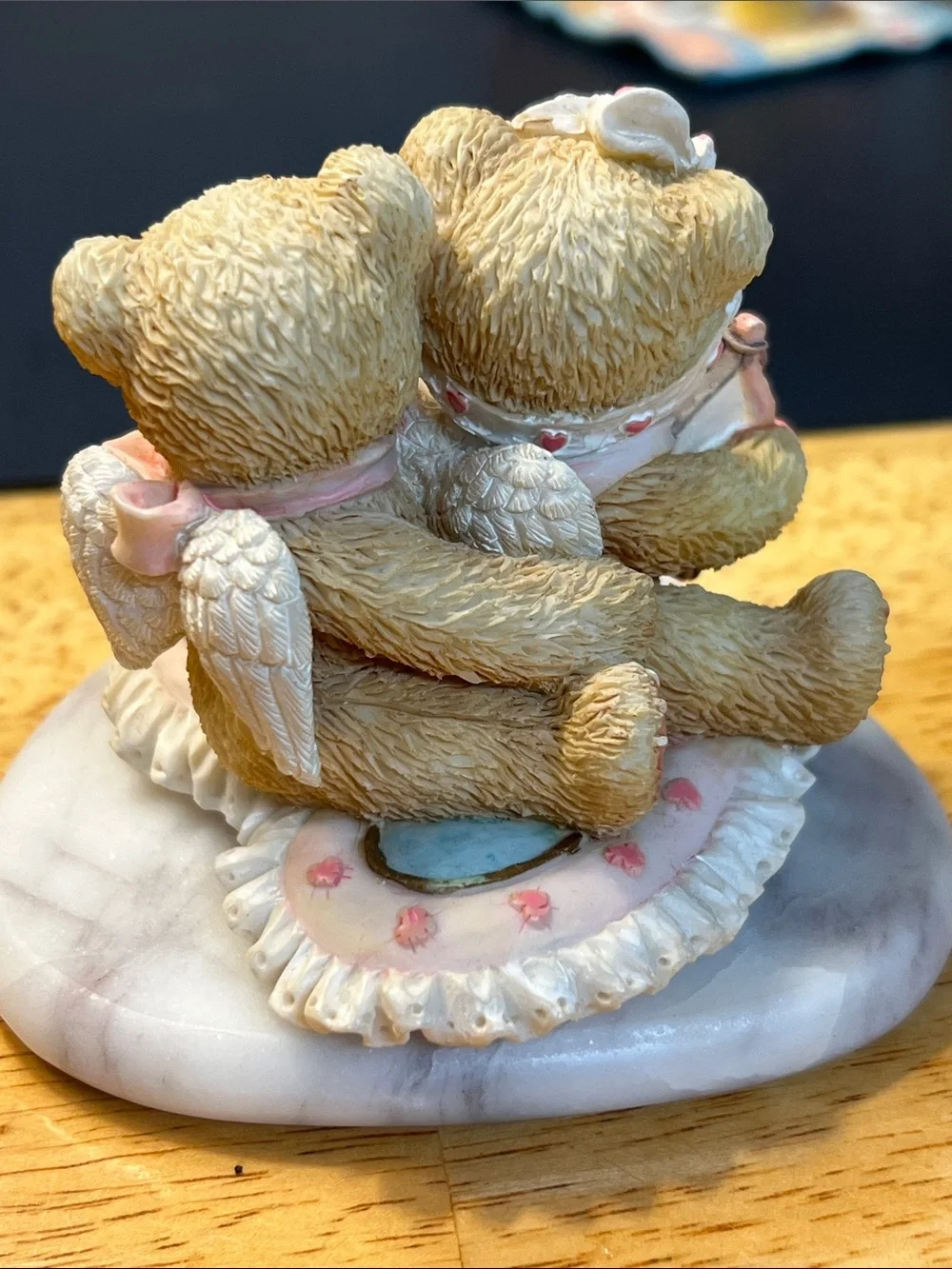 Cherished Bears Resin Figurine - Pink and Cream Home Accent